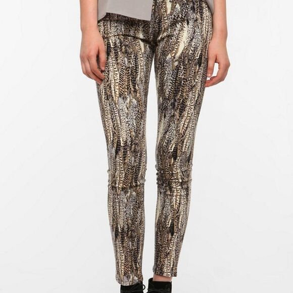 BDG High Rise Cigarette Ankle Leopard Animal Print Jeans Pants 27 X 30 - Picture 1 of 5